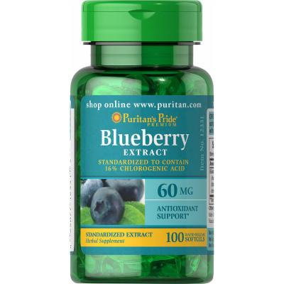 Puritan's Pride Blueberry Leaf Standardized Extract 60 mg-100 Softgels