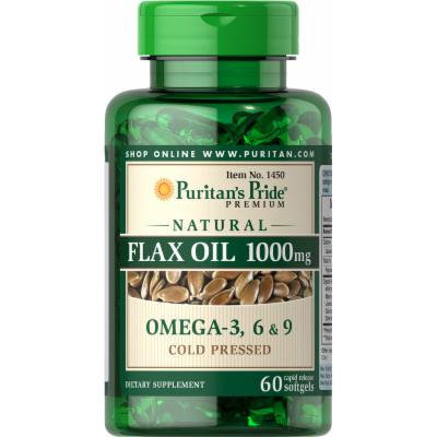 Puritan's Pride Natural Flax Oil 1000 mg-60 Rapid Release Softgels