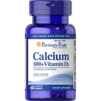 Puritan's Pride Calcium Carbonate 600 mg + Vitamin D 250 IU-60 Caplets