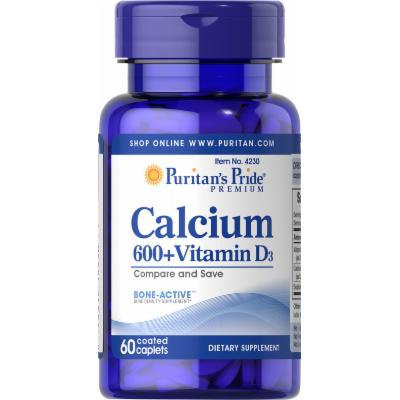 Puritan's Pride Calcium Carbonate 600 mg + Vitamin D 250 IU-60 Caplets