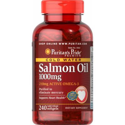Puritan's Pride Omega-3 Salmon Oil 1000 mg (210 mg Active Omega-3)-240 Softgels