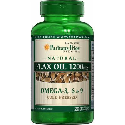 Puritan's Pride Natural Flax Oil 1200 mg-200 Rapid Release Softgels