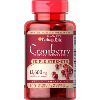 Puritan's Pride Triple Strength Cranberry Fruit Concentrate 12,600 mg-100 Softgels