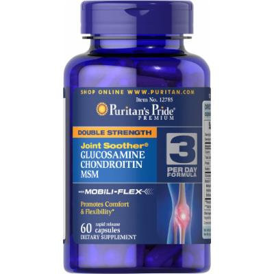 Puritan's Pride Double Strength Glucosamine, Chondroitin & MSM Joint Soother-60 Capsules