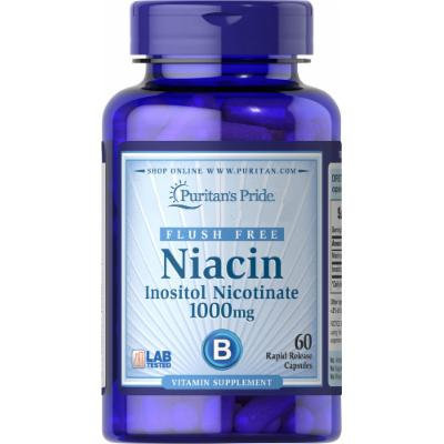 Puritan's Pride Flush Free Niacin Inositol Nicotinate 1000 mg-60 Capsules