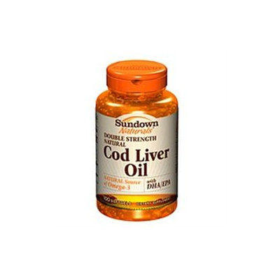 Sundown Naturals Double Strength Natural Cod Liver Oil with DHA/EPA, Softgels