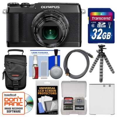 Olympus Stylus SH-1 Wi-Fi Digital Camera with 32GB Card + Case + Battery + Flex Tripod + Accessory Kit