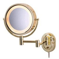 Jerdon HL65G 5X Wall Mount Magnifying Mirror, Polished Brass