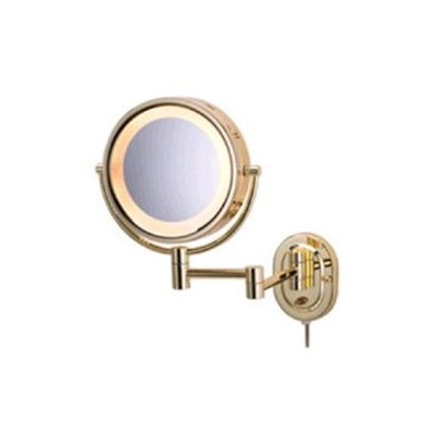Jerdon HL65G 5X Wall Mount Magnifying Mirror, Polished Brass