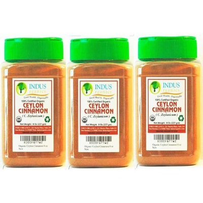 Indus Organics Indus Organic Premium True Ceylon Cinnamon Powder (3 Jars of 8 Oz), Freshly Packed