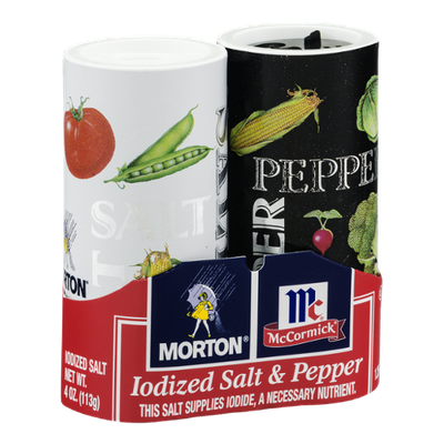 Morton McCormick Iodized Salt & Pepper - 2 CT