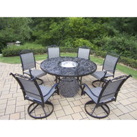 Oakland Living Corp. Cascade 7-Piece Aluminum/Sling Swivel Round Patio Dining Furniture Set