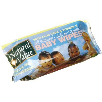 Natural Value All Natural Soft & Gentle Baby Wipes, 80 Wipes (Pack of 12)