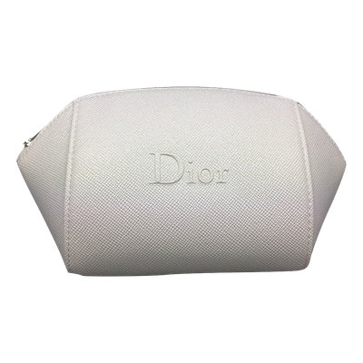 Dior Beaute Textured Beauty Cosmetics Bag Pouch Silver Zipper