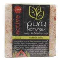 Pura Naturals Active Slice - Soap Infused Sponge, Citrus Zest, 3 ea