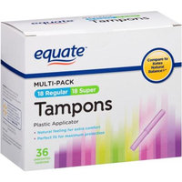 Equate Plastic Applicator Regular/Super Absorbency Unscented Tampons, 36 count