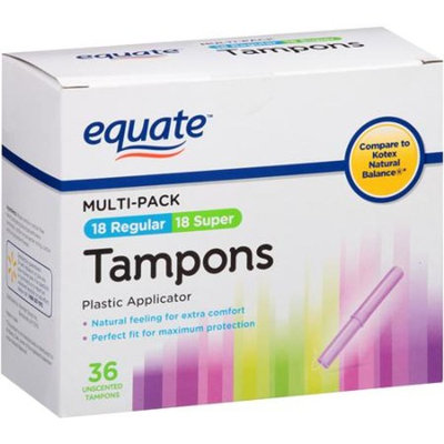 Equate Plastic Applicator Regular/Super Absorbency Unscented Tampons, 36 count