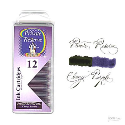 Pack/12 Private Reserve Fountain Pen Ink Cartridges, Ebony Purple