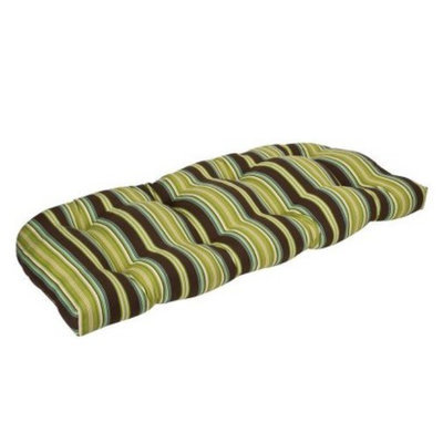 Pillow Perfect Outdoor Bench/Loveseat/Swing Cushion - Brown/Green Stripe