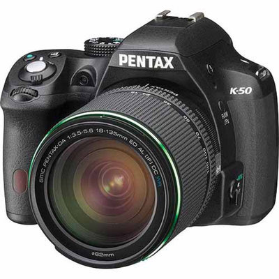Pentax K-50 Digial SLR Camera with 18-135 WR Lens, Black