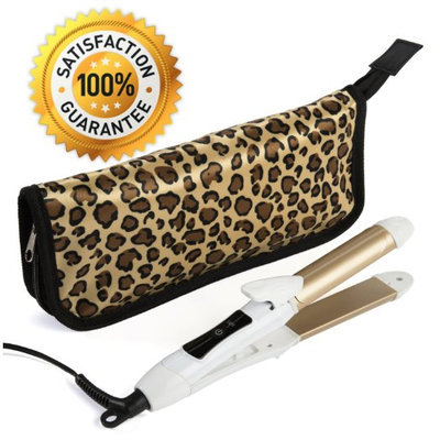 2-in-1 Mini Hair Straightener Flat Iron/Curling Iron Styler w/Nano Titanium Technology