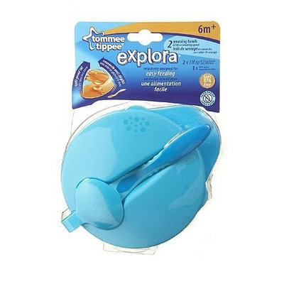 Tommee Tippee Explora Weaning Bowls 2-pack with Lid & Weaning Spoon - Blue