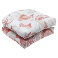 Pillow Perfect Outdoor 2-Piece Wicker Seat Cushion Set - Orange/Tan Sealife