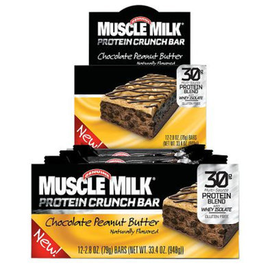 CytoSport Muscle Milk Protein Crunch Bar, Chocolate Peanut Butter, 12 ea