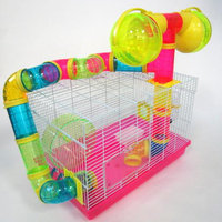 YML Pink Tubed Hamster Cage, 18.5