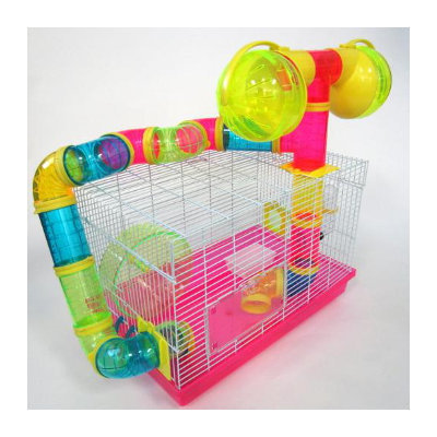 YML Pink Tubed Hamster Cage, 18.5