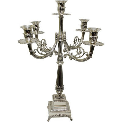 Artsy Casa Ultimate Judaica Silver Plated Candelabra 5 Branch 20H