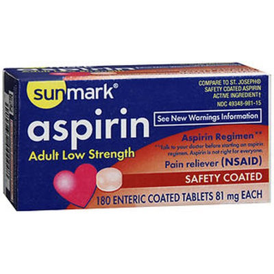 Sunmark Aspirin Adult Low Strength, 81 mg, 180 tabs by Sunmark