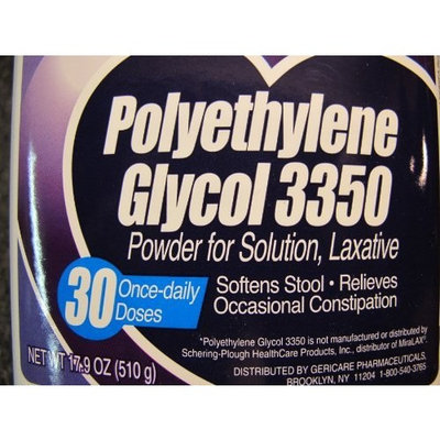 GeriCare OTC for MIRALAX 30 Doses 17.9oz Powder Laxative Compares to Miralax Mirilax Milax Mirrlax Mirelax Polyethylene Glycol 3350 Stool Softener