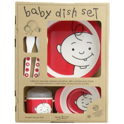 SugarBooger Peek-a-Boo 5 Piece Feeding Set, Red Raspberry (Discontinued by Manufacturer)