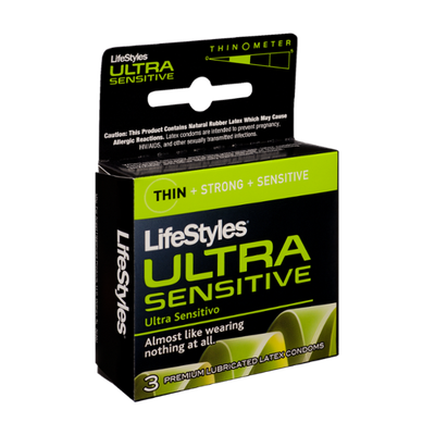 LifeStyles Ultra Sensitive Thin Latex Condoms - 3 CT