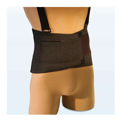 NYOrtho Ventilated Deluxe Elastic Back Belt in Reflective Black / Orange