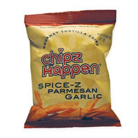 Chipz Happen Tortilla Chips, Parmesan Garlic, 1.5 Oz, Pack Of 24