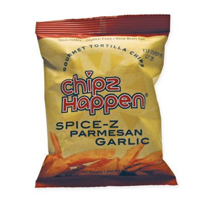 Chipz Happen Tortilla Chips, Parmesan Garlic, 1.5 Oz, Pack Of 24