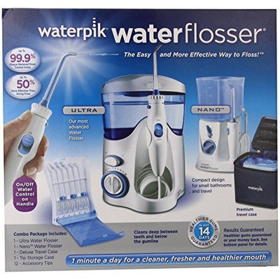 Waterpik Water Flosser, Nano Flosser, Deluxe Traveler Case, Tip Storage Case and 12 Accessory Tips Combo Pack