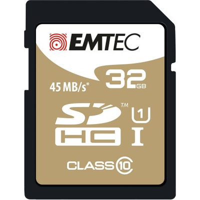 Dexxxon Digital Storage Emtec - 32GB Sdhc Class 10 Memory Card - Dark Blue/gold