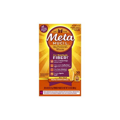 Metamucil Laxative Powders Metamucil Fiber Singles Texture Powder, Orange, 30 ea