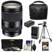 Sony Alpha E-Mount E 18-200mm f/3.5-6.3 LE OSS Zoom Lens with Case + 3 Filters + Tripod + NP-FW50 Battery & Charger Kit for A7, A7R, A7S, A3000, A5000, A5100, A6000 Cameras