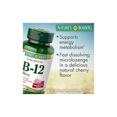 Sublingual Vitamin B-12 2500 mcg - Cherry Flavor, 250 Microlozenges, Nature's Bounty