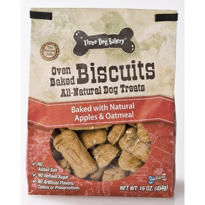 Three Dog Bakery Biscuits Apple Oatmeal, Baked Dog Treats, 16-Ounce