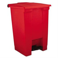 Rubbermaid Commercial RCP6144RED Step-On Waste Container, Square, Plastic, 12 Gallon, Red