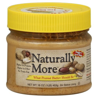 Naturally More, Peanut Butter with Omega-3 & Flax Seed, 16oz Jar (Pack of 3)