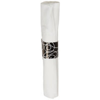 Hoffmaster 119971 Linen-Like CaterWrap Pre-rolled Dinner Napkin and Heavyweight Cutlery, Silver Swirl, White/Black (Case of 100)