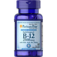 Puritan's Pride Vitamin B-12 2500 mcg Sublingual with Folic Acid, Vitamin B-6 and Biotin-60 Microlozenges