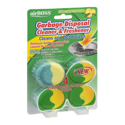 airBOSS Garbage Disposal Cleaner & Freshener Fresh Lemon Scented - 4 CT