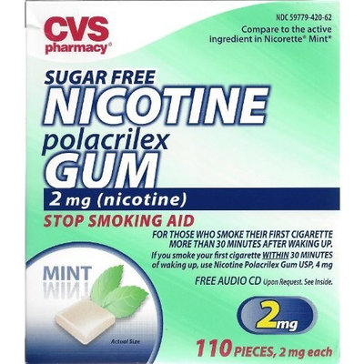 nicotine gum CVS Sugar Free Nicotine Polacrilex Gum 110 Pieces (2mg Nicotine) Stop Smoking Aid ~ Mint Flavor